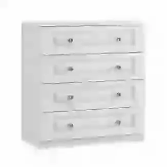 Crystal Knob 4 Drawer Chest White or Cashmere
